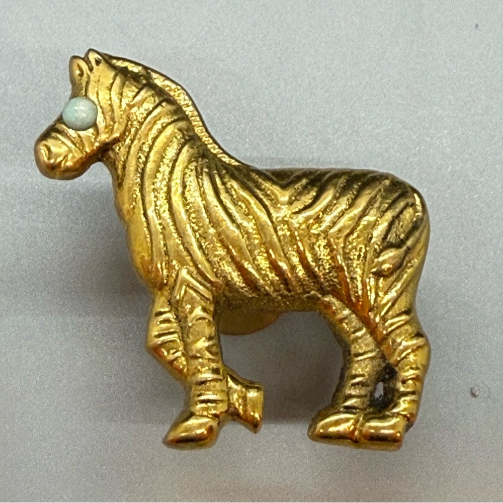 Zebra Brass Drawer Pull Hardware with Light Blue Eye